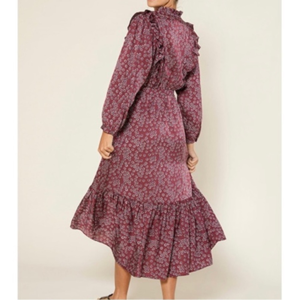 Outerknown Stardust midi dress plum laurel Cotton Silk L - Picture 2 of 10